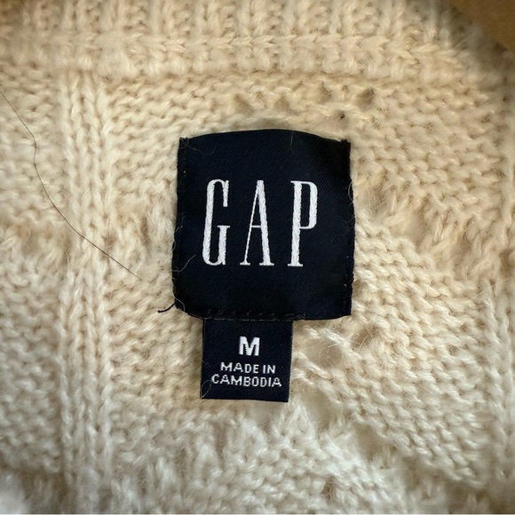 Gap Pointelle Knit Ivory Winter White Wool Alpaca Blend Long Sleeve Crewneck - Picture 5 of 11